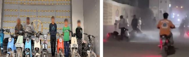 ضبط 3 صبية للقيام بآداء حركات استعراضية باستخدام دراجات كهربائية ببني سويف   