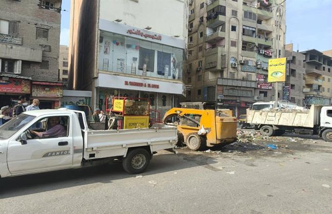 محافظة الجيزة تنفذ حملة نظافة مكبرة بشارع عثمان محرم في الطالبية والعمرانية