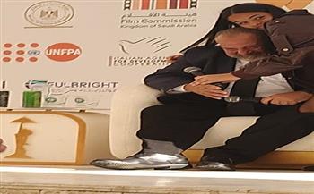 انهيار خالد الصاوي وجميلة سامح عبد العزيز في تأبين سامح عبد العزيز بمهرجان القاهرة