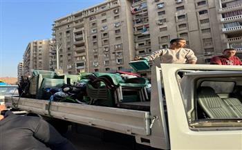 الجيزة ترفع 1100 حالة إشغال وتعدٍ من الباعة والمحال والمقاهي بشوارع فيصل الرئيسي وخاتم المرسلين وترعة الزمر 