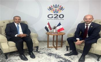 وزير الخارجية يلتقى مع نظيره الفرنسي على هامش أعمال قمة مجموعة العشرين