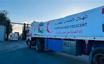 الهلال الأحمر المصري يدفع بــ 250 ألف سلة غذائية ومستلزمات طبية وإغاثية عبر قافلة «زاد العزة» الـ 66 إلى غزة