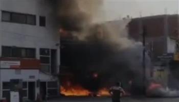 الحماية المدنية تسيطر  على حريق محطة وقود بالشرقية