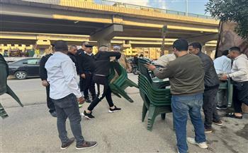 محافظة الجيزة تشن حملة على المقاهي والكافيهات المتعدية على حرم الطريق العام بالمريوطية فيصل