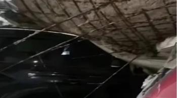 انهيار جراج في الجيزة يسبب تلفيات بسيارة أرملة إسماعيل الليثي