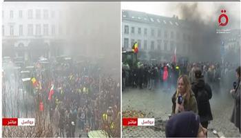 اشتباكات بين مزارعين أوروبين والشرطة البلجيكية أثناء اجتماع قادة الاتحاد الأوروبي (بث مباشر) 