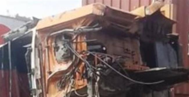 ضبط سائق تريلا اصطدم بـ محطة الأتوبيس الترددي بالبساتين