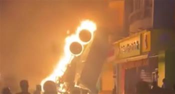 تفاصيل مصرع سائق إثر سقوط تريلا من أعلى الدائري بالطالبية واحتراقها