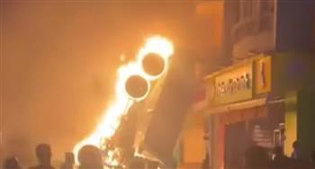 تفاصيل مصرع سائق إثر سقوط تريلا من أعلى الدائري بالطالبية واحتراقها