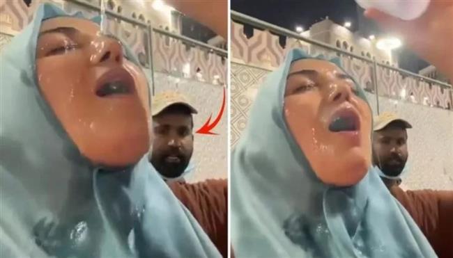 فيديو.. تصرف صادم لمعتمرة يشعل الجدل بسبب ما فعلته بماء زمزم