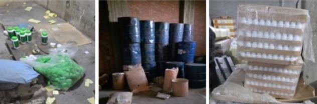 شرطة التموين تضبط مواد مبيدات ومخدرات متنوعة داخل مصنع غير مرخص