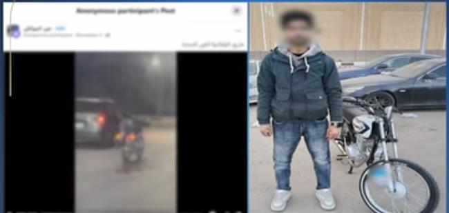ضبط قائد دراجة نارية أدى حركات استعراضية خطرة بشوارع القاهرة