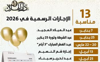 بشرى سارة للموظفين.. تعرف على الإجازات الرسمية في 2026 (إنفوجراف)