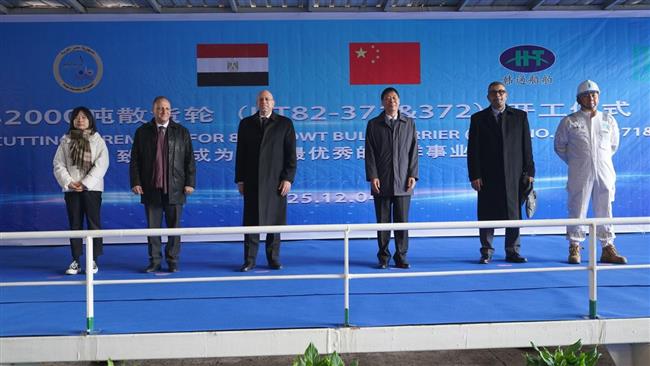 وزارة النقل تحتفل ببدء بناء سفينتين جديدتين في ترسانة هانتونج بالصين