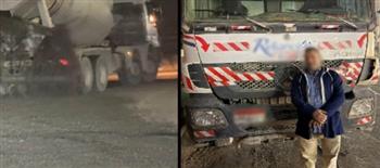 تحرك عاجل للشرطة بعد سقوط أسمنت من خلاطة على الطريق في المقطم