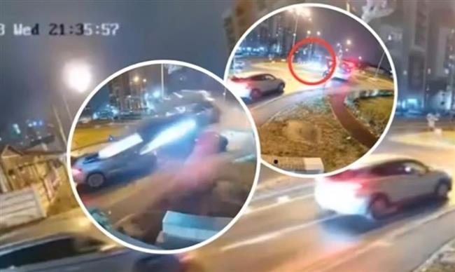 بعد أزمة صحية لسائقها.. مشهد غريبة لسيارة تطير في الهواء (فيديو)