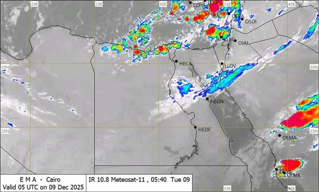 أمطار وتحذير من ضربات برق ورعد.. الأرصاد تكشف تفاصيل حالة الطقس في خلال اليوم 