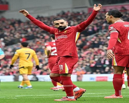 محمد صلاح يسجل الهدف الثاني ضد ولفرهامبتون في الدوري الإنجليزي