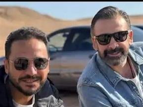بيتر ميمي مع كريم عبد العزيز من كواليس تصوير  "الأرض السوداء"
