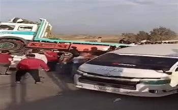 إصابة 16 شخصًا بحادث تصادم مروع أعلى الطريق الإقليمي بالشرقية