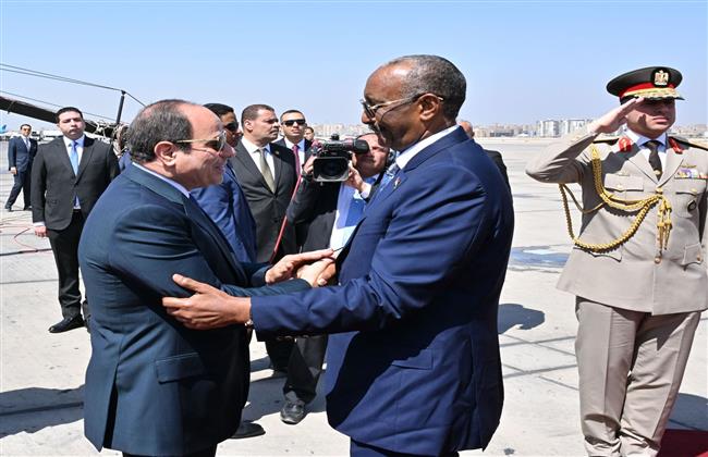 الرئيس السيسي يستقبل رئيس مجلس السيادة السوداني بمطار القاهرة