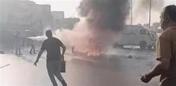 اصطدام عدة سيارات أعلى دائري المنيب وأنباء عن وفيات وإصابات