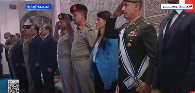 الرئيس السيسي يستمع إلى السلام الوطني ونشيد المجلس الدولي للرياضة العسكرية