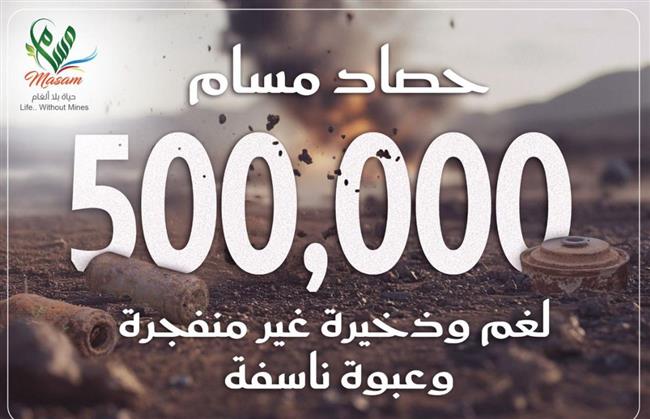 «مسام» ينزع (500,000) لغماً وعبوة ناسفة وذخيرة غير منفجرة في اليمن