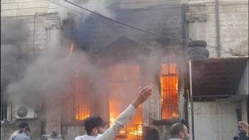 حريق كبير في مبنى وزارة الداخلية السورية السابق وسط العاصمة دمشق