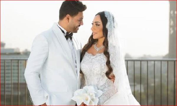 محمد شاهين بعد زفافه من المنتجة رشا الظنحاني: "الليلة فرحة.. أجمل فرحة في عمري"