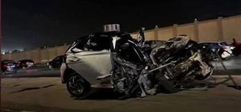 إصابة 18 شخصا إثر تصادم سيارتين فى طريق السخنة بالسويس