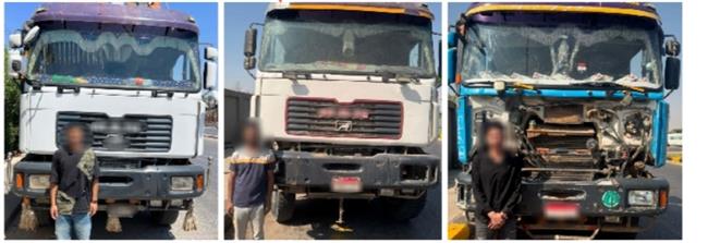 ضبط قائدي 3 سيارات "نقل ثقيل" للسير برعونة وبسرعات زائدة بالجيزة  