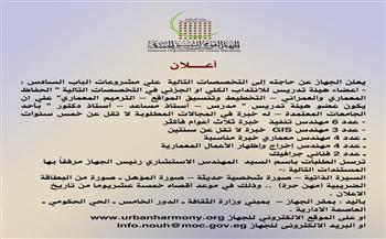 الجهاز القومي للتنسيق الحضاري يُعلن عن وظائف جديدة