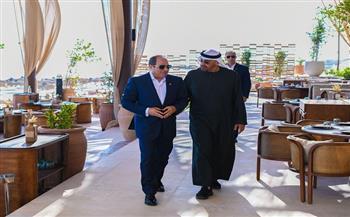 لقاء الرئيس السيسي والشيخ بن زايد قبل ختام زيارته لمصر.. صور