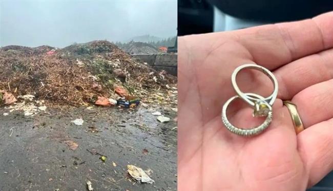 رومانسية وسط 18 طنًا من النفايات.. زوج يخوض مغامرة للعثور على خاتمي زفاف