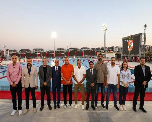 شاهد.. كواليس افتتاح مجمع حمام السباحة بفرع النادي الأهلي بالشيخ زايد  