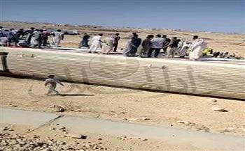 الدفع بأوناش وسيارات الإسعاف لموقع حادث قطار مطروح