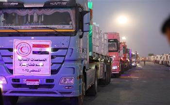 القافلة التاسعة تدخل القطاع.. مساعدات مصرية مستمرة لغزة لرفع المعاناة عن الشعب الفلسطيني