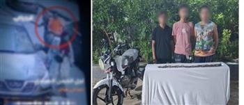 ضبط 3 أشخاص يستقلون دراجة نارية لقيامهم بالاعتداء على المارة في جيزة