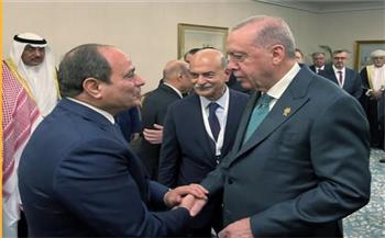 الرئيس السيسي يلتقي أردوغان.. ويؤكدان رفض سياسات إسرائيل لـ"حصار وتجويع" غزة