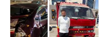 ضبط قائد سيارة "نصف نقل" اصطدم بأخرى ملاكي وهرب بالجيزة 