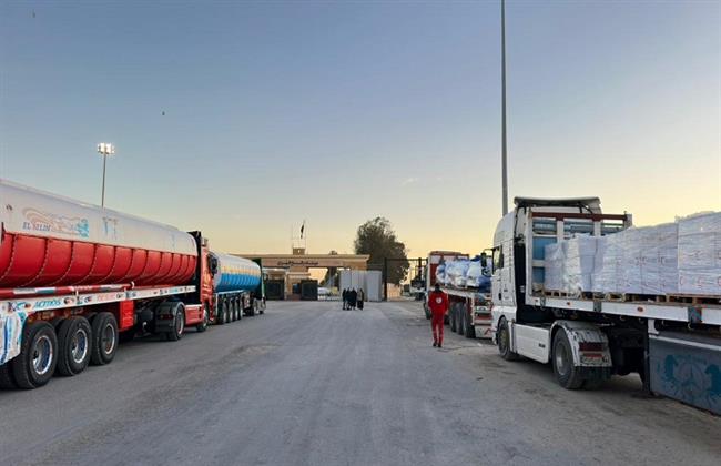 الهلال الأحمر المصري يواصل مد غزة بمساعدات غذائية وعلاجية عبر قافلة «زاد العزة» 113