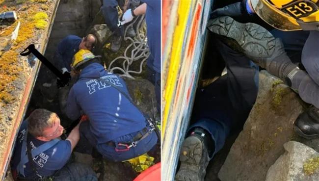 إنقاذ من حافة الموت.. انتشال رجل عالق في شق صخري بعمق 5 أمتار