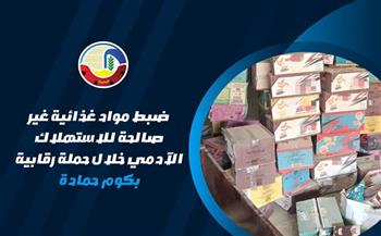 ضبط 1140 كيس مقرمشات منتهية الصلاحية وإعدام مواد غذائية غير صالحة للإستهلاك الآدمي بكوم حمادة