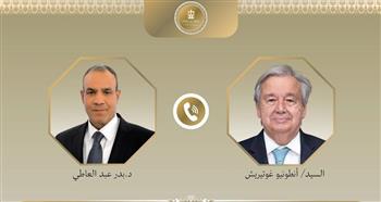 وزير الخارجية يبحث مع سكرتير عام الأمم المتحدة التطورات في غزة والسودان 