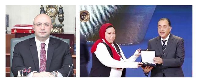 محافظ بني سويف يهنئ هند أحمد لفوزها بالمركز الثاني كأفضل موظفة ضمن جوائز التميز الحكومي 