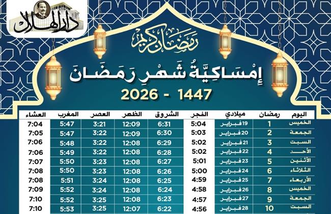 انفوجراف.. إمساكية شهر رمضان 2026 وعدد ساعات الصيام