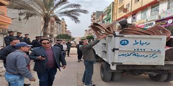 حملة موسعة لرفع الإشغالات والتعديات بكفر سعد واستعادة الانضباط بالشوارع