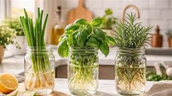 دون تربة أو مجهود.. 6 أعشاب منزلية تنمو في الماء سريعًا