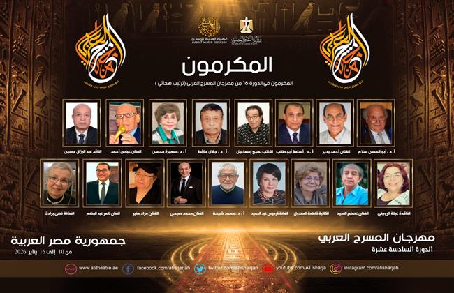 مهرجان المسرح العربي الـ16| تكريم 9 فنانين مصريين منهم محمد صبحي وأحمد بدير ونهى برادة وعصام السيد.. اليوم